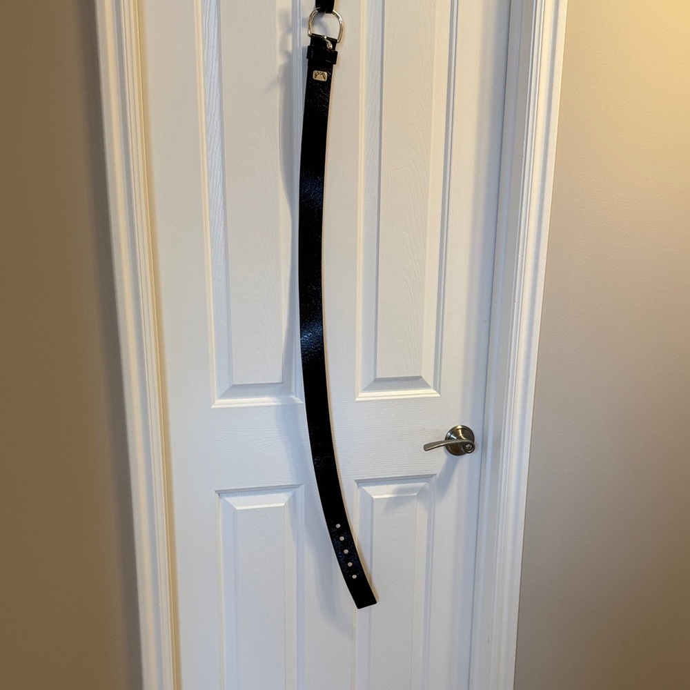 Black solid brass Leather Belt